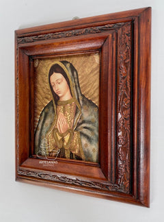 Cuadro Rostro De Jesus Color Nogal Madera De Pino 22x19 Cm Color Nogal