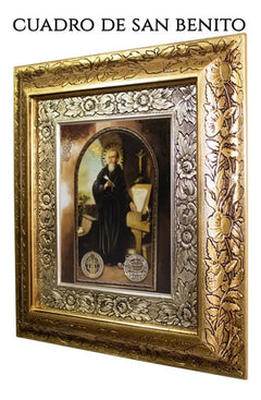 Cuadro San Benito 45x40 Cm A0906 Combinado Oro Y Plata Oro Y Plata