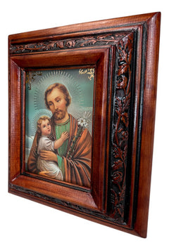 Cuadro Rostro De Jesus Color Nogal Madera De Pino 22x19 Cm Color Nogal