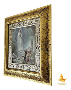 Cuadro Virgen De Fatima 45x40 Cm Combinado Oro Y Plata Oro Y Plata