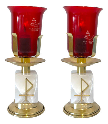 Candeleros Eléctricos Para El Santísimo Cuadrados 1/2 Semana Dorado
