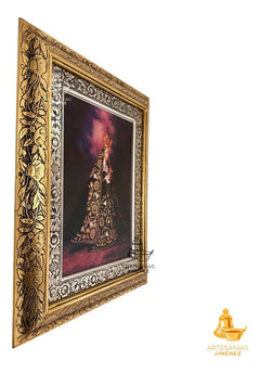 Cuadro Virgen De La Soledad 60x47 Cm C2 Combinado Oro Y Plata Oro Y Plata