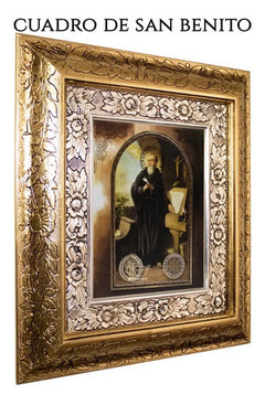 Cuadro San Benito 45x40 Cm A0906 Combinado Oro Y Plata Oro Y Plata