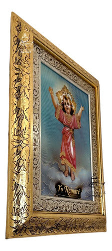 Cuadro Divino Niño Jesus 60x47 Cm Combinado Oro Y Plata Oro Y Plata