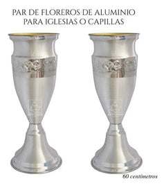 Floreros O Jarrones 60 Cm (par) Iglesia O Capilla Plateado Cuello