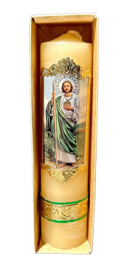 Cirio de oración de cera de San Judas Tadeo, hecho a mano en México
