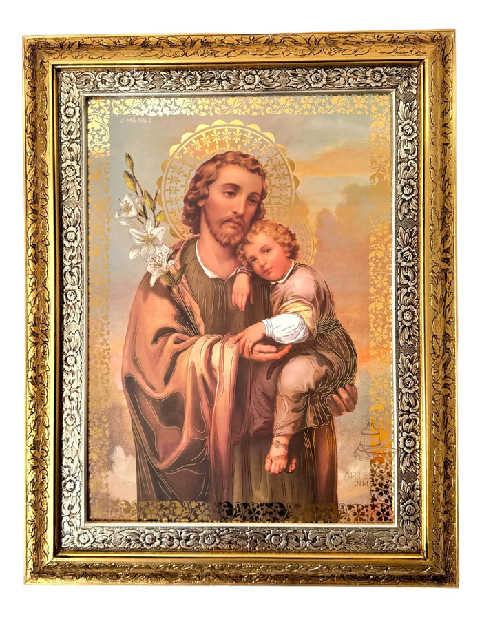 Saint Joseph Framed Picture 90x70 cm - Gold & Silver