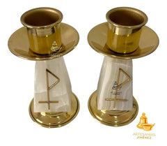 Candeleros De Mesa Para Altar Iglesia Piramidal Dorado