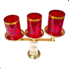 Candeleros De Tres Luces (2 Piezas) Cuadrados Con Pantallas Cruz Y Pez