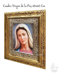 Cuadro Virgen De La Paz 45x40 Cm A002 Combinado Oro Y Plata Oro Y Plata