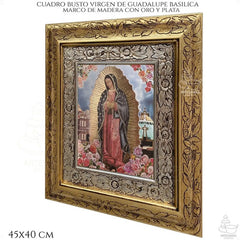 Cuadro Virgen De Guadalupe Y Basilica 45x40cm Combinado Oro Y Plata Oro Y Plata