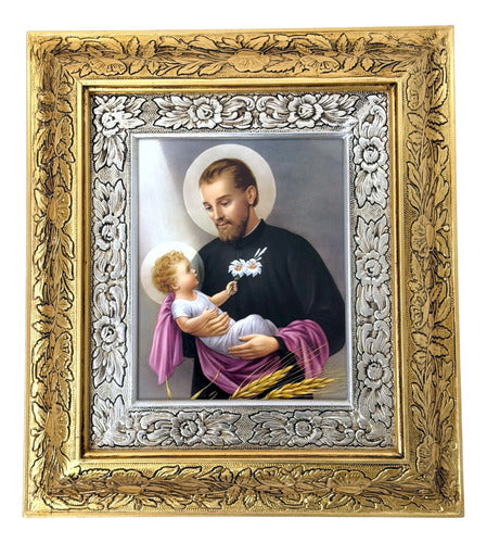 Cuadro De Madera 45x40 Cm San Cayetano De Thiene Oro Y Plata Oro Plata