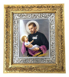 Cuadro De Madera 45x40 Cm San Cayetano De Thiene Oro Y Plata Oro Plata