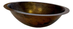 Lavamanos O Lavabo De Cobre Martillado 49x40 Cm Patinado Oscuro