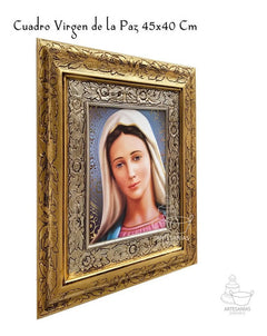 Cuadro Virgen De La Paz 45x40 Cm A002 Combinado Oro Y Plata Oro Y Plata