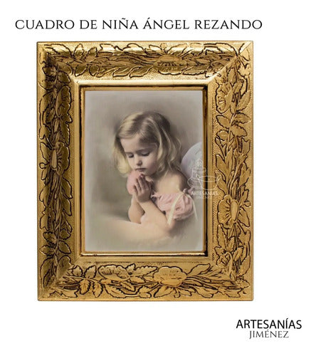 Cuadro Niña Angel Rezando 31x26 Cm Combinado Oro Y Plata Oro Y Plata