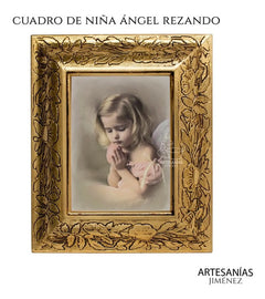 Cuadro Niña Angel Rezando 31x26 Cm Combinado Oro Y Plata Oro Y Plata