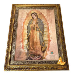 Cuadro Virgen De Guadalupe 90x70 Firma Carlos Aguiar Retes Combinado Oro Y Plata Modelo 1 Combinado Oro Plata
