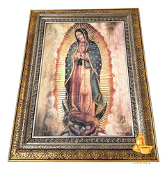 Cuadro Virgen De Guadalupe 90x70 Cm Copia Fiel Combinado Oro Y Plata Oro Y Plata