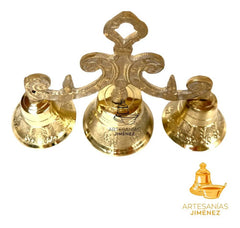 Campana De Mano Con 3 Campanillas De Bronce