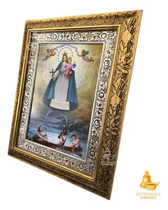 Cuadro Virgen De La Caridad Del Cobre 60x47 Cm Combinado Oro Y Plata Oro Y Plata