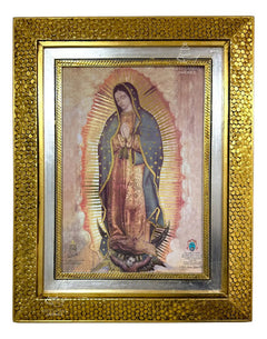 Cuadro Virgen De Guadalupe Original 59x46 Cm Panal Dorado Y Plateado Dorado