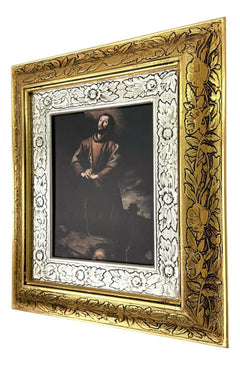 Cuadro San Francisco De Asis En Oración 45x40 Cm Combinado Oro Y Plata Oro Y Plata