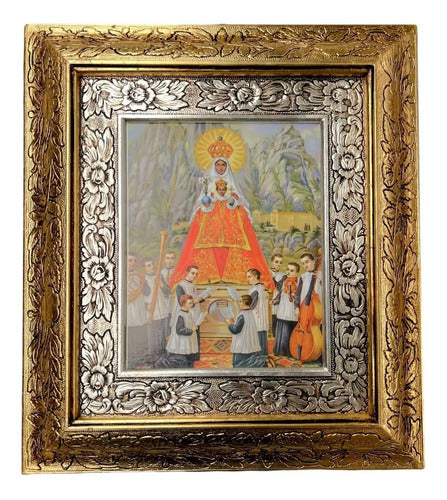 Cuadro Virgen De Montserrat 45x40 Cm A#1 Combinado Oro Y Plata Oro Y Plata