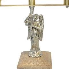 Candeleros De Mesa Para Altar Angel De Bronce De 3 Luces Plateado