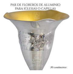 Floreros O Jarrones 30 Cm (par) Iglesia O Capilla Plateado Tulipán