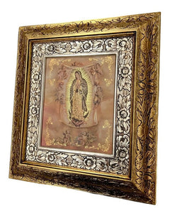 Cuadro Virgen De Guadalupe Y Angeles 45x40 Cm A#1 Combinado Oro Y Plata Oro Y Plata