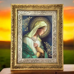 Cuadro Rosa Mistica 60x47 Cm C1 Combinado Oro Y Plata Oro Y Plata