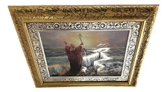 Cuadro El Milagro De Moises Cruzando El Mar Rojo 60x47 Cm Combinado Oro Y Plata Oro Y Plata