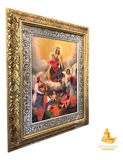 Cuadro Nuestra Señora Del Monte Carmelo 60x47 Cm Combinado Oro Y Plata Oro Y Plata