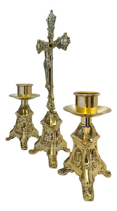 Candeleros Y Cruz De Mesa Religiosos Modelo Barroco