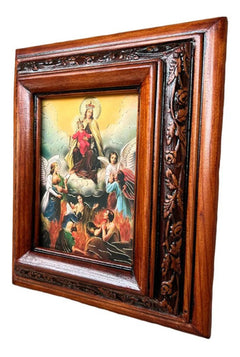 Cuadro Rostro De Jesus Color Nogal Madera De Pino 22x19 Cm Color Nogal
