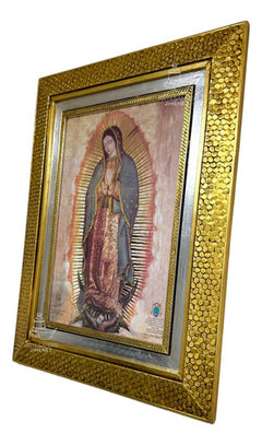 Cuadro Virgen De Guadalupe Original 59x46 Cm Panal Dorado Y Plateado Dorado