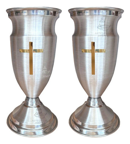 Floreros O Jarrones 40 Cm Iglesia O Capilla Con Cruz Cuello Plateado Tulipán