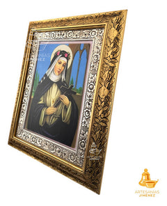 Cuadro De Santa Rosa De Lima 60x47 Cm V2 Combinado Oro Y Plata Oro Y Plata