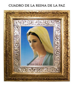 Cuadro De La Reina De La Paz 45x40 Cm Combinado Oro Y Plata Oro Y Plata