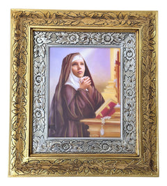 Saint Rita Wood Framed Picture 45x40 cm, Gold & Silver Leaf