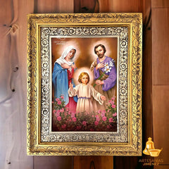Cuadro De La Sagrada Familia 60x47 Cm Q116 Combinado Oro Y Plata Oro Y Plata
