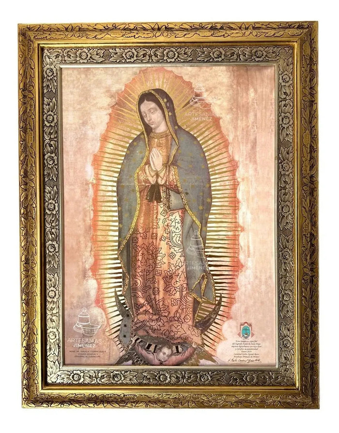 Our Lady of Guadalupe Framed Picture 90x70 cm, Gold & Silver