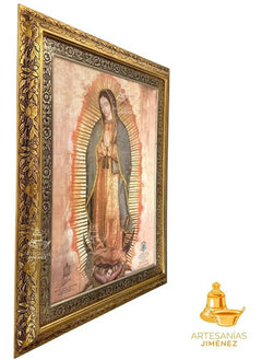 Cuadro Virgen De Guadalupe 90x70 Firma Carlos Aguiar Retes Combinado Oro Y Plata Modelo 1 Combinado Oro Plata