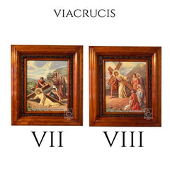 Cuadro Vía Crucis O Viacrucis En Madera 15 Piezas 40x35 Cm