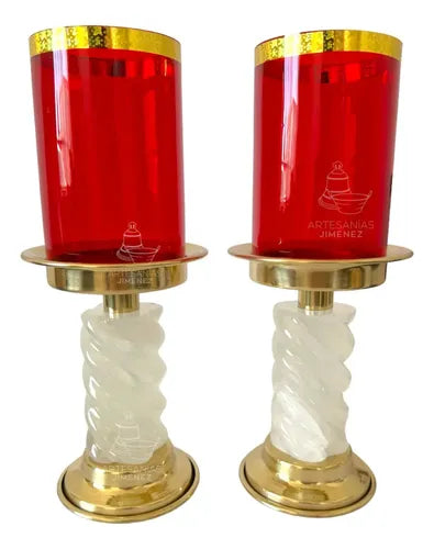 Candeleros de mesa para altar con 8 vasos color rojo