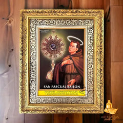Cuadro San Pascual Bailón 60x47 Cm Combinado Oro Y Plata Oro Y Plata