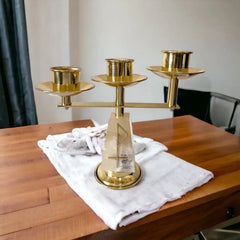 Candeleros De Tres Luces (2 Piezas) Cuadrados Con Pantallas Cruz Y Pez