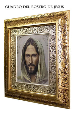 Cuadro Rostro De Jesus 45x40 Cm Combinado Oro Y Plata Oro Y Plata