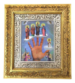 Cuadro De Madera 45x40 Cm La Mano Poderosa Oro Y Plata